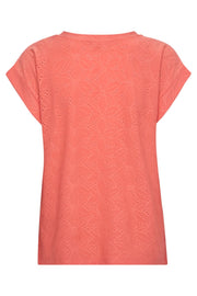 Blond Tee Flower 126782 | Georgia Peach | T-shirt fra Freequent