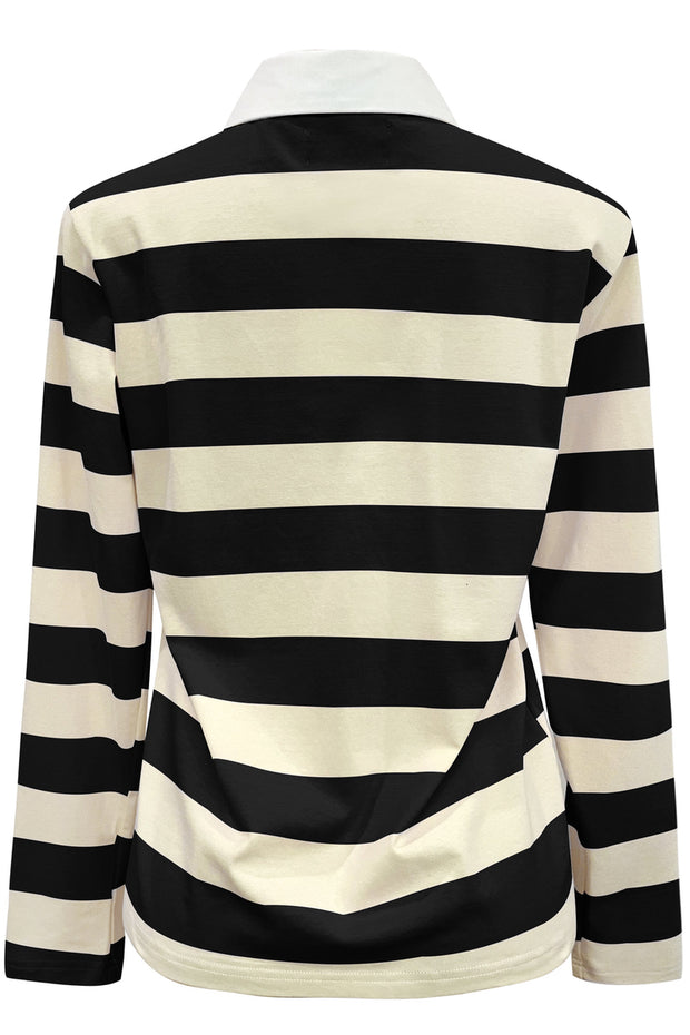 Polo Ls Shirt | Creamy Black Stripe | Bluse fra Liberté