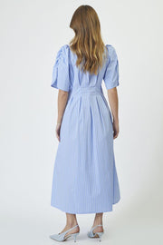 Mica Stripe Pleat Dress 36536 | Pale Blue | Kjole fra Co'couture