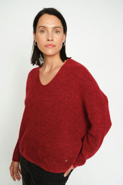 Thora V-Neck Knit | Rhythmic Red | Strik fra Mos Mosh