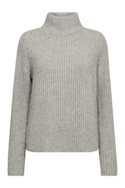 Thyra Highneck Knit | Light Grey Melange | Strik fra Mos Mosh