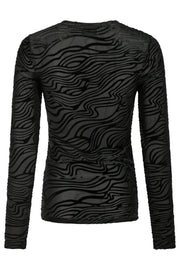 Ella Zebra Burnout Blouse | Black | Bluse fra Neo Noir