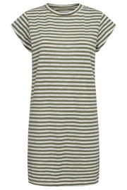 Ulla Stripe Tshirt Dress | Army White Stripe | Kjole fra Liberté
