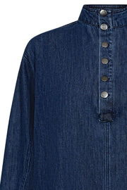 Azmina Denim Placket Blouse 35948 | Denim blue | Bluse fra Co'couture