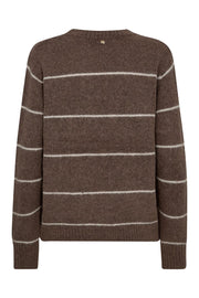 Thora Slim Stripe Crewneck Knit  | Pine Bark  | Strik fra Mos Mosh