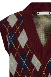Row Check Vest 32213 | Winered | Strik fra Co'couture