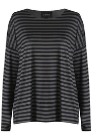 Alma Ls Top | Dark Grey Black Stripe | Bluse fra Liberté