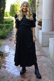 Frede Long Skirt | Black | Nederdel fra Liberté