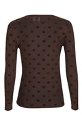 Mesh Ls Tshirt | Dark Brown Big Flock Dot | Bluse fra Liberté