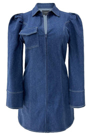 Asta Ls Vneck Dress | Blue Denim | Kjole fra Liberté