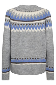 Mayfair Pullover 204655 | Medium Grey Mel. w Wedgewood | Strik fra Freequent