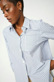 Elinda Slim Stripe Shirt | Brunnera Blue | Skjorte fra Mos Mosh
