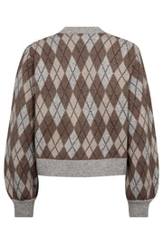 Row Check Cardigan 32212 | Walnut | Strik fra Co'couture