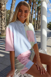 Viola Ss Shirt | Mint Blue Pink Stripe | Shirts fra Liberté