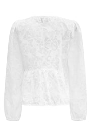 Manni Ls V Neck Blouse | White Butterfly | Bluse fra Liberté