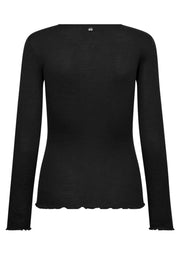 Elaine Seamless Silk O-LS Tee  | Black | T-shirt fra Mos Mosh