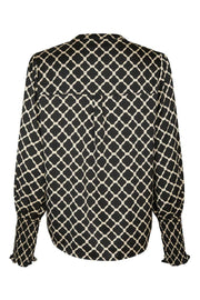 Landa Tile Print Blouse | Black | Bluse fra Neo Noir