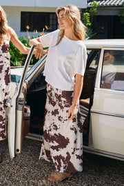 Viso Cow Print Skirt | Brown | Nederdel fra Neo Noir