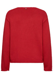 Bine LS V-neck Knit  | Chinese Red | Strik fra Mos Mosh