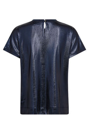 Nivola O-neck Metallic Tee  | Salute Navy | T-shirt fra Mos Mosh