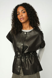 Aylin Leather Vest | Black | Vest fra Mos Mosh