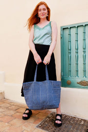 Ocean Vintage-Look Striped Beachbag | Ocean Stripe | Taske fra Black Colour