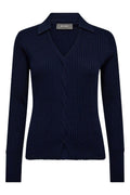 Relena Ripp-Poloshirt | Maritimes Blau | Strickmode von Mos Mosh