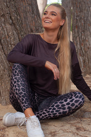 Alma Leggings (Fleece) | Dark Brown Lux Leo | Leggings fra Liberté