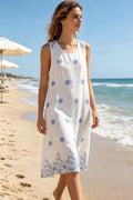 Cilla Dress | White & Blue