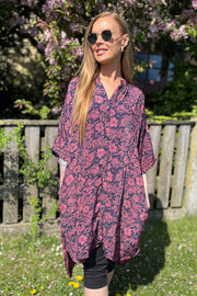 Luna Tunic Shirt | Midnight Rose | Bluse fra Black Colour