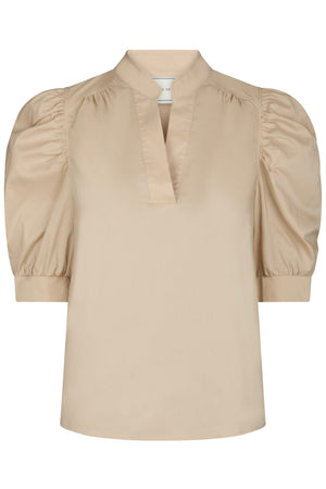 Roella Poplin Blouse | Dark Sand | Bluse fra Neo Noir