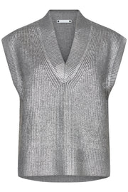 Row Foil Knit Vest 32120 | Silver | Vest fra Co'couture