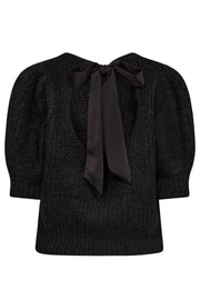 Coralie Bow Rib Knit 32135 | Black | Strik fra Co'couture