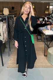Soft Muslin Shirt Dress | Sort | Kjole fra Atelier C
