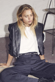 Phoebe Leather Crop Blazer | Black | Blazer fra Co'couture