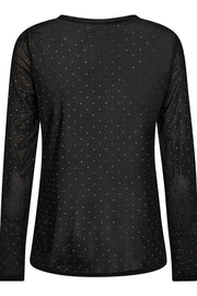 Crystal Mesh Blouse 33103 | Black | T-Shirt fra Co'couture