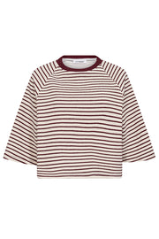 Erin Stripe Tee 33130 | WhiteBurgundy | T-Shirt fra Co'couture