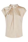 Fleur Drapy Satin Blouse | Dark Sand | Bluse fra Neo Noir