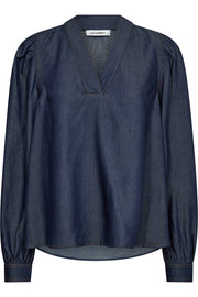 Titus V-Blouse 35617 | Dark Denim | Bluse fra Co'couture