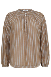 Samra Stripe Blouse 35619 | Walnut | Bluse fra Co'couture