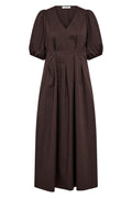 Poppycc Pleat Dress | Dark Brown | Kjole fra Co'Couture