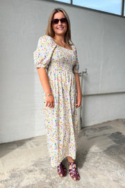 Gro Dress | Green Multi Flower | Kjole fra Liberté