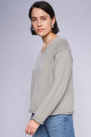 Bine LS V-neck Knit  | Shadow | Strik fra Mos Mosh