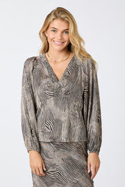 Istana Floating Wave Blouse | Dark Sand | Bluse fra Neo Noir