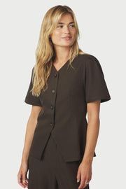 Jules Structure Blouse | Dark Brown | Bluse fra Neo Noir