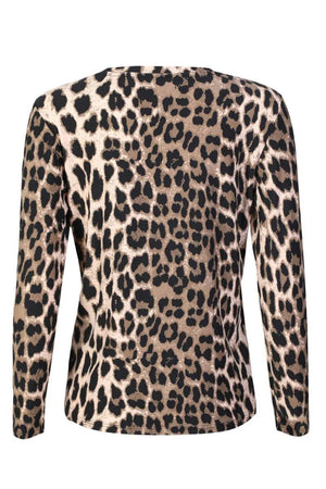 Alma Ls Twist Tshirt | Big Lux Leo Fossil | Bluse fra Liberté