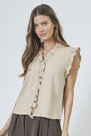 Sueda Frill Top | Bone | T-Shirt fra Co'couture