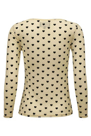 Mesh Ls Tshirt | Ivory Black Flock Heart | Bluse fra Liberté