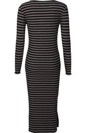 Natalia Ls Dress | Black Dark Grey Stripe | Kjole fra Liberté