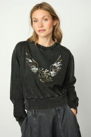 Cosette O-LS Deco Sweatshirt | Phantom | Bluse fra Mos Mosh